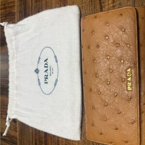 Prada Brown Ostrich Leather Wallet